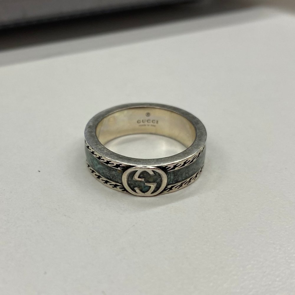 Gucci Mens Interlocking GG Turquoise Ring